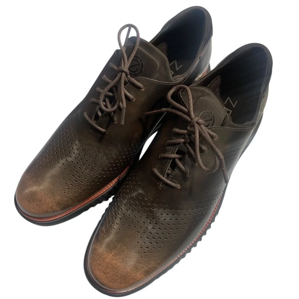 Cole Haan GrandPro Perforated Leather Derby Shoes Men's‎ Size 12M Brown Lace Up